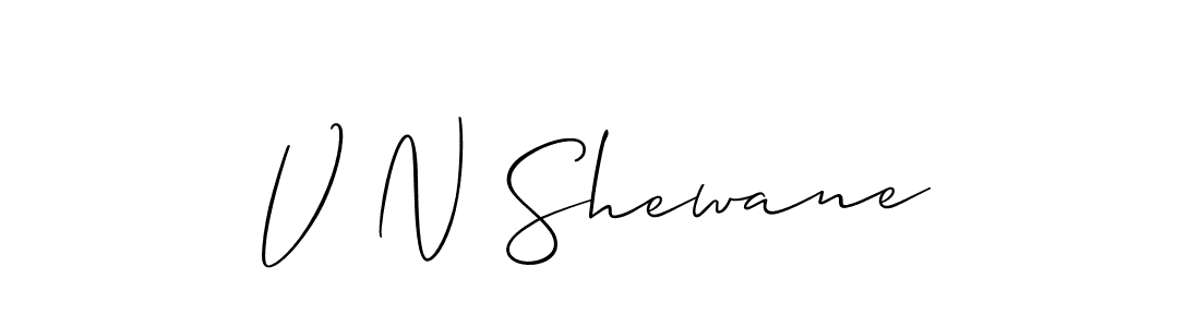 Use a signature maker to create a handwritten signature online. With this signature software, you can design (Allison_Script) your own signature for name V N Shewane. V N Shewane signature style 2 images and pictures png