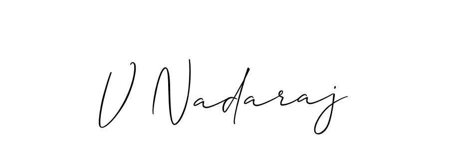 Use a signature maker to create a handwritten signature online. With this signature software, you can design (Allison_Script) your own signature for name V Nadaraj. V Nadaraj signature style 2 images and pictures png