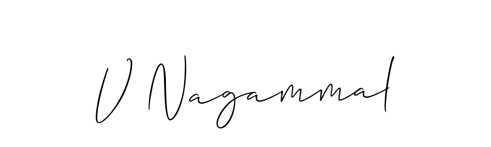 The best way (Allison_Script) to make a short signature is to pick only two or three words in your name. The name V Nagammal include a total of six letters. For converting this name. V Nagammal signature style 2 images and pictures png