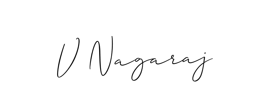 The best way (Allison_Script) to make a short signature is to pick only two or three words in your name. The name V Nagaraj include a total of six letters. For converting this name. V Nagaraj signature style 2 images and pictures png