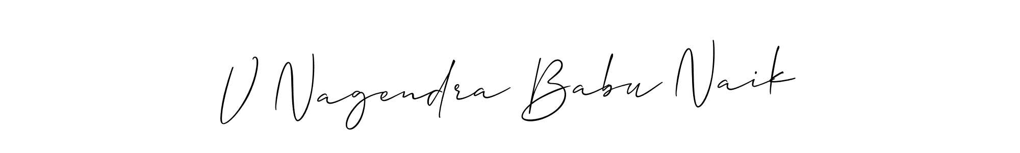 if you are searching for the best signature style for your name V Nagendra Babu Naik. so please give up your signature search. here we have designed multiple signature styles  using Allison_Script. V Nagendra Babu Naik signature style 2 images and pictures png