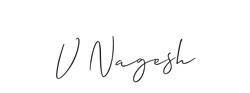 if you are searching for the best signature style for your name V Nagesh. so please give up your signature search. here we have designed multiple signature styles  using Allison_Script. V Nagesh signature style 2 images and pictures png