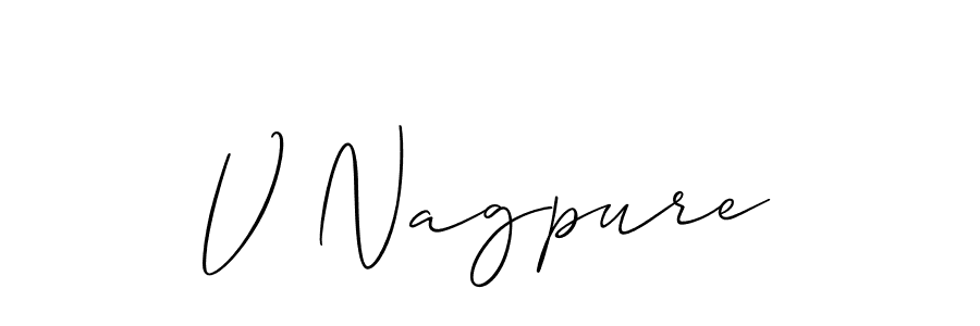 if you are searching for the best signature style for your name V Nagpure. so please give up your signature search. here we have designed multiple signature styles  using Allison_Script. V Nagpure signature style 2 images and pictures png