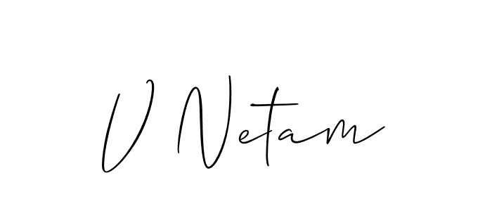 Design your own signature with our free online signature maker. With this signature software, you can create a handwritten (Allison_Script) signature for name V Netam. V Netam signature style 2 images and pictures png