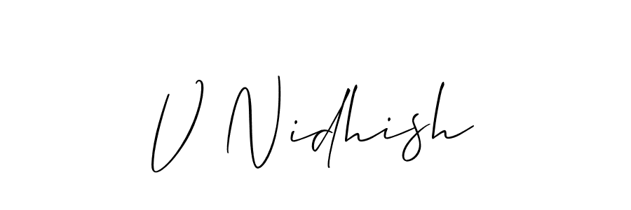 Design your own signature with our free online signature maker. With this signature software, you can create a handwritten (Allison_Script) signature for name V Nidhish. V Nidhish signature style 2 images and pictures png