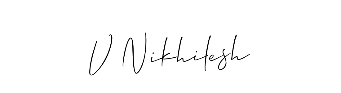 Make a beautiful signature design for name V Nikhilesh. With this signature (Allison_Script) style, you can create a handwritten signature for free. V Nikhilesh signature style 2 images and pictures png