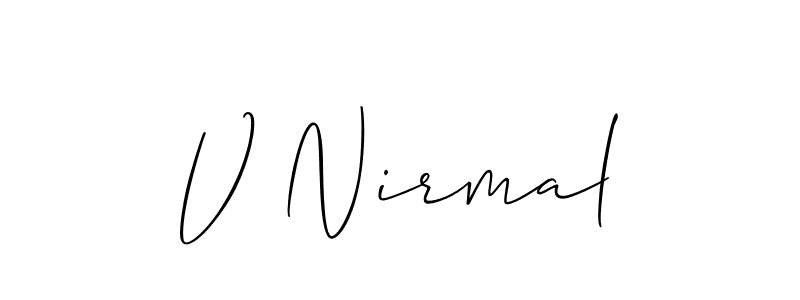 Also we have V Nirmal name is the best signature style. Create professional handwritten signature collection using Allison_Script autograph style. V Nirmal signature style 2 images and pictures png