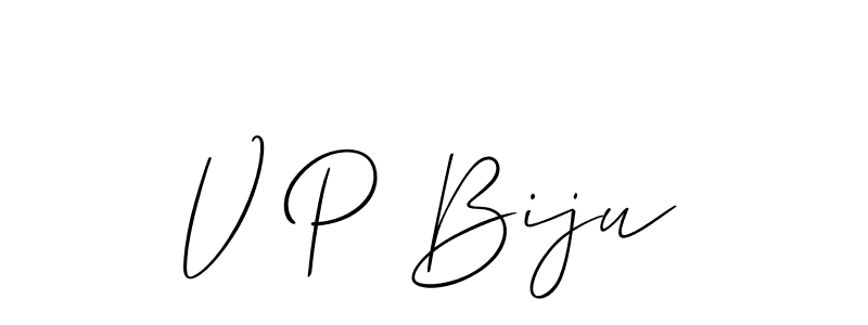 if you are searching for the best signature style for your name V P Biju. so please give up your signature search. here we have designed multiple signature styles  using Allison_Script. V P Biju signature style 2 images and pictures png