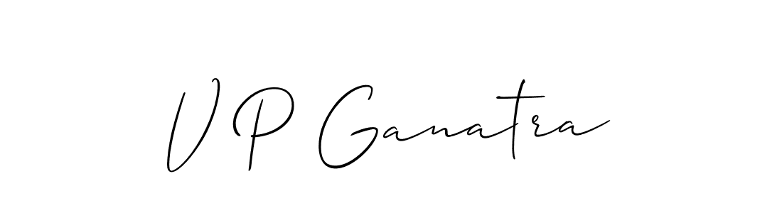 Use a signature maker to create a handwritten signature online. With this signature software, you can design (Allison_Script) your own signature for name V P Ganatra. V P Ganatra signature style 2 images and pictures png