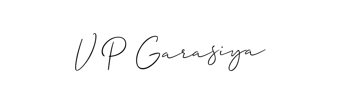 Allison_Script is a professional signature style that is perfect for those who want to add a touch of class to their signature. It is also a great choice for those who want to make their signature more unique. Get V P Garasiya name to fancy signature for free. V P Garasiya signature style 2 images and pictures png