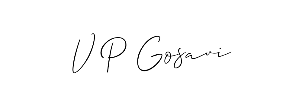 You should practise on your own different ways (Allison_Script) to write your name (V P Gosavi) in signature. don't let someone else do it for you. V P Gosavi signature style 2 images and pictures png