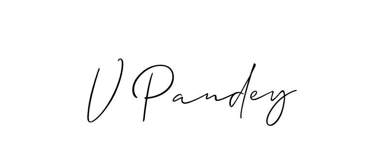 How to Draw V Pandey signature style? Allison_Script is a latest design signature styles for name V Pandey. V Pandey signature style 2 images and pictures png