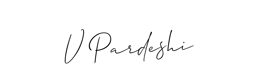 Create a beautiful signature design for name V Pardeshi. With this signature (Allison_Script) fonts, you can make a handwritten signature for free. V Pardeshi signature style 2 images and pictures png