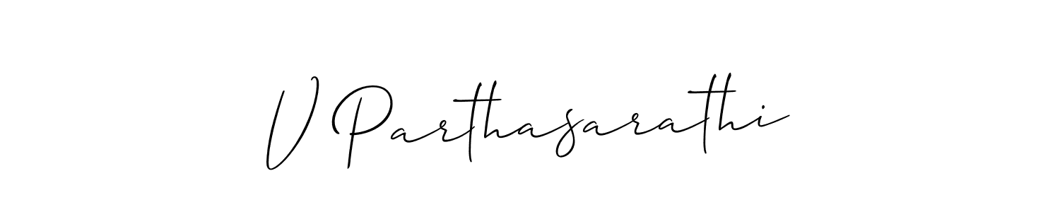 Also we have V Parthasarathi name is the best signature style. Create professional handwritten signature collection using Allison_Script autograph style. V Parthasarathi signature style 2 images and pictures png