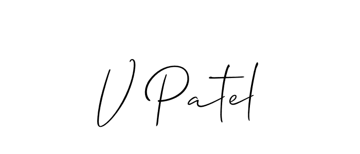 You should practise on your own different ways (Allison_Script) to write your name (V Patel) in signature. don't let someone else do it for you. V Patel signature style 2 images and pictures png