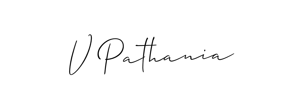 Also we have V Pathania name is the best signature style. Create professional handwritten signature collection using Allison_Script autograph style. V Pathania signature style 2 images and pictures png