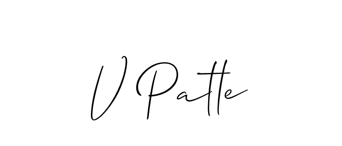 It looks lik you need a new signature style for name V Patle. Design unique handwritten (Allison_Script) signature with our free signature maker in just a few clicks. V Patle signature style 2 images and pictures png