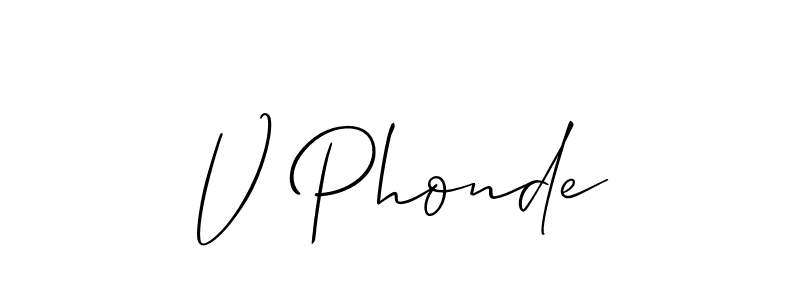 How to Draw V Phonde signature style? Allison_Script is a latest design signature styles for name V Phonde. V Phonde signature style 2 images and pictures png