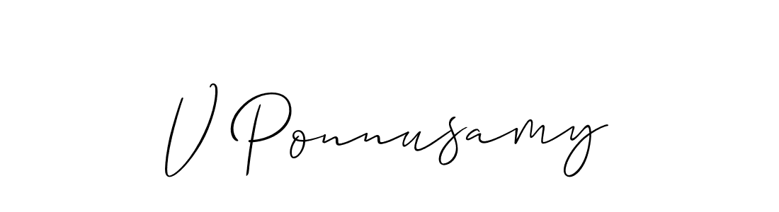 How to make V Ponnusamy name signature. Use Allison_Script style for creating short signs online. This is the latest handwritten sign. V Ponnusamy signature style 2 images and pictures png