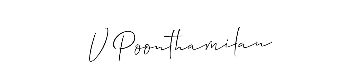 Allison_Script is a professional signature style that is perfect for those who want to add a touch of class to their signature. It is also a great choice for those who want to make their signature more unique. Get V Poonthamilan name to fancy signature for free. V Poonthamilan signature style 2 images and pictures png