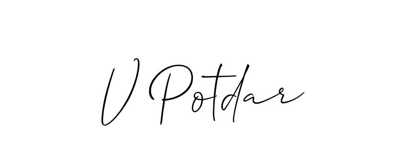 It looks lik you need a new signature style for name V Potdar. Design unique handwritten (Allison_Script) signature with our free signature maker in just a few clicks. V Potdar signature style 2 images and pictures png