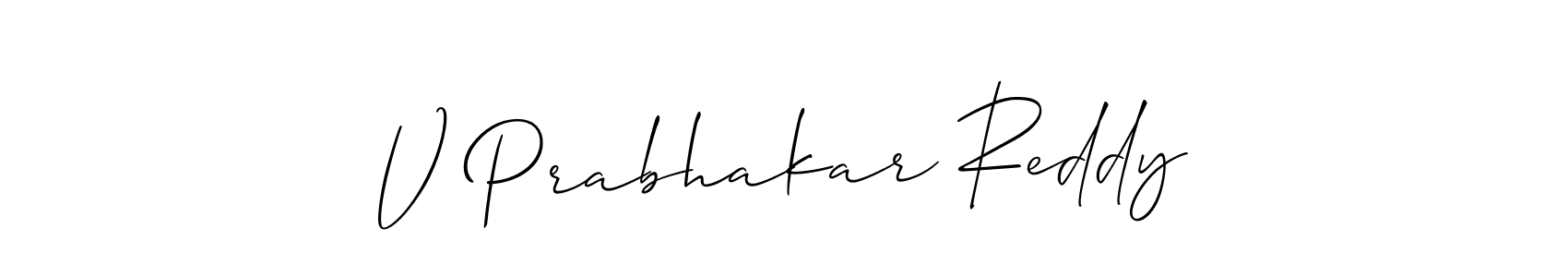 It looks lik you need a new signature style for name V Prabhakar Reddy. Design unique handwritten (Allison_Script) signature with our free signature maker in just a few clicks. V Prabhakar Reddy signature style 2 images and pictures png
