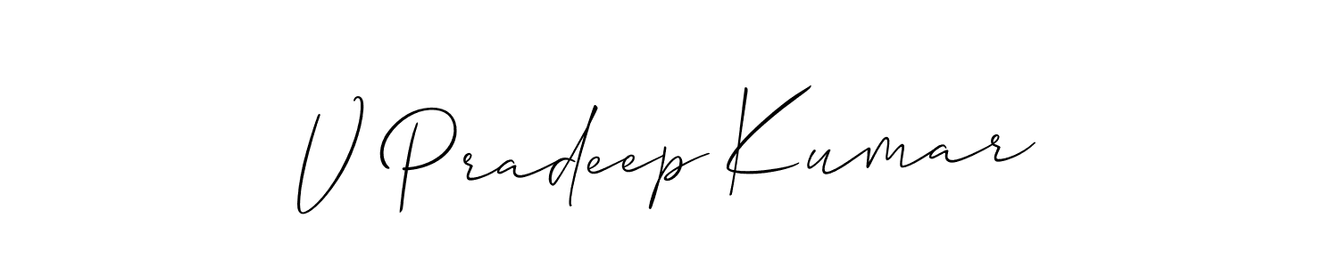 Make a beautiful signature design for name V Pradeep Kumar. With this signature (Allison_Script) style, you can create a handwritten signature for free. V Pradeep Kumar signature style 2 images and pictures png