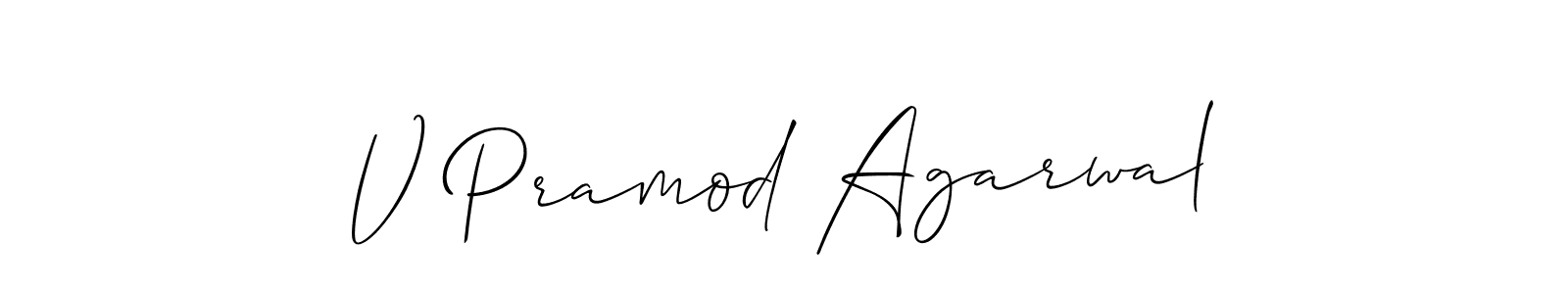 Make a short V Pramod Agarwal signature style. Manage your documents anywhere anytime using Allison_Script. Create and add eSignatures, submit forms, share and send files easily. V Pramod Agarwal signature style 2 images and pictures png