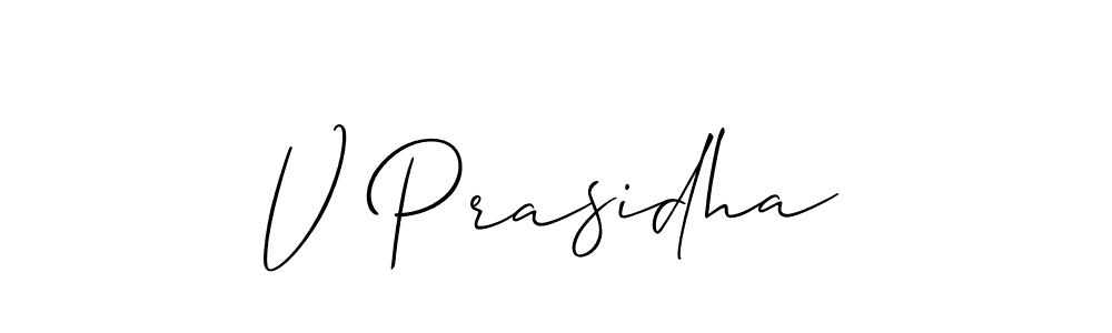 if you are searching for the best signature style for your name V Prasidha. so please give up your signature search. here we have designed multiple signature styles  using Allison_Script. V Prasidha signature style 2 images and pictures png