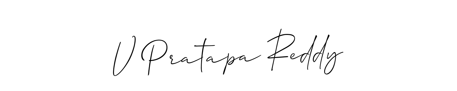 Allison_Script is a professional signature style that is perfect for those who want to add a touch of class to their signature. It is also a great choice for those who want to make their signature more unique. Get V Pratapa Reddy name to fancy signature for free. V Pratapa Reddy signature style 2 images and pictures png