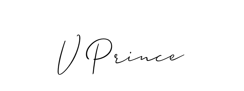 if you are searching for the best signature style for your name V Prince. so please give up your signature search. here we have designed multiple signature styles  using Allison_Script. V Prince signature style 2 images and pictures png