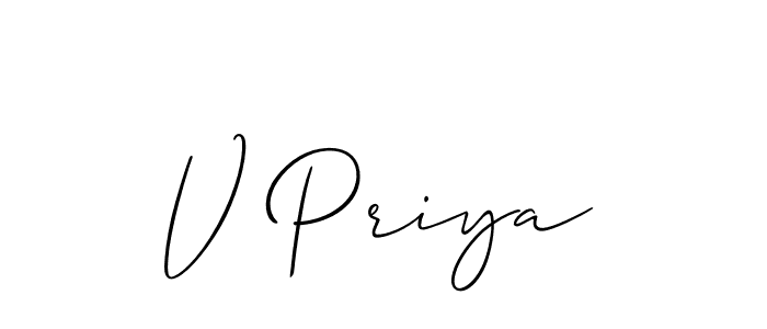 V Priya stylish signature style. Best Handwritten Sign (Allison_Script) for my name. Handwritten Signature Collection Ideas for my name V Priya. V Priya signature style 2 images and pictures png