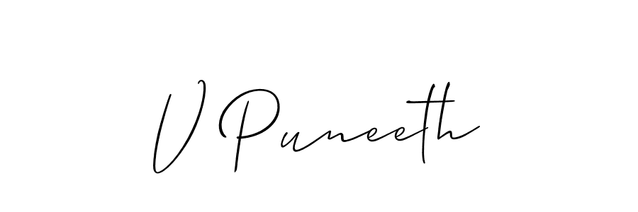 You should practise on your own different ways (Allison_Script) to write your name (V Puneeth) in signature. don't let someone else do it for you. V Puneeth signature style 2 images and pictures png