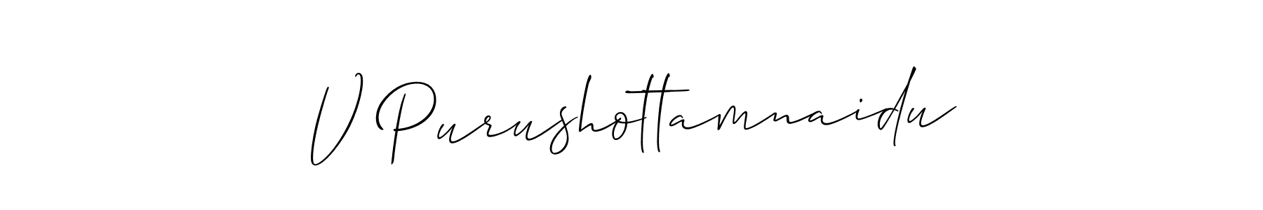 Create a beautiful signature design for name V Purushottamnaidu. With this signature (Allison_Script) fonts, you can make a handwritten signature for free. V Purushottamnaidu signature style 2 images and pictures png