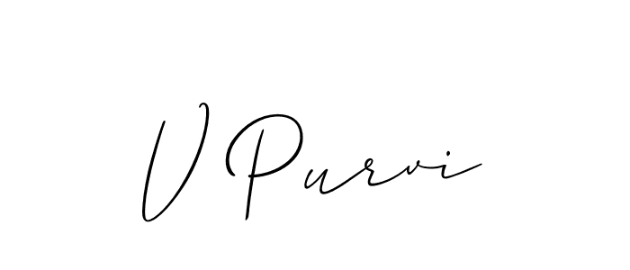 How to Draw V Purvi signature style? Allison_Script is a latest design signature styles for name V Purvi. V Purvi signature style 2 images and pictures png