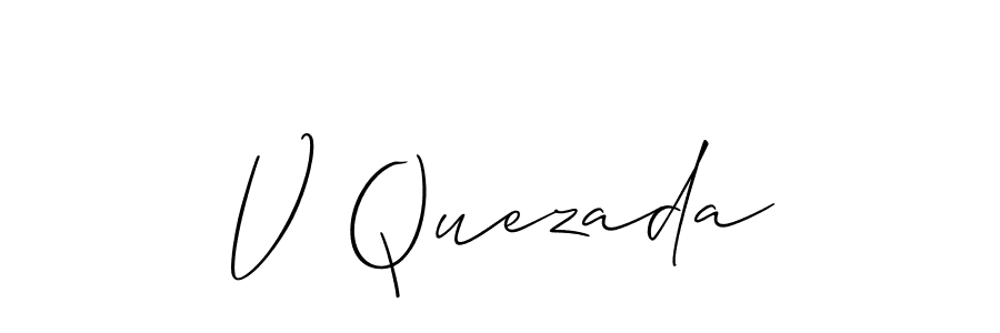 Use a signature maker to create a handwritten signature online. With this signature software, you can design (Allison_Script) your own signature for name V Quezada. V Quezada signature style 2 images and pictures png