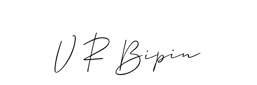 Use a signature maker to create a handwritten signature online. With this signature software, you can design (Allison_Script) your own signature for name V R Bipin. V R Bipin signature style 2 images and pictures png