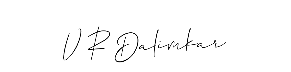 Use a signature maker to create a handwritten signature online. With this signature software, you can design (Allison_Script) your own signature for name V R Dalimkar. V R Dalimkar signature style 2 images and pictures png