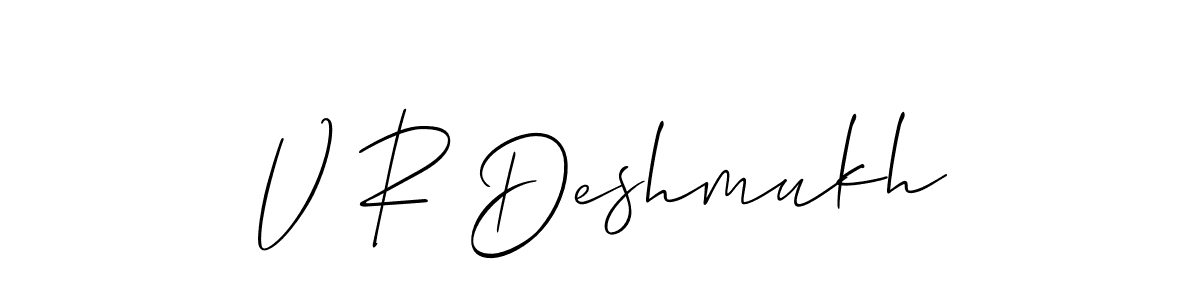Also we have V R Deshmukh name is the best signature style. Create professional handwritten signature collection using Allison_Script autograph style. V R Deshmukh signature style 2 images and pictures png