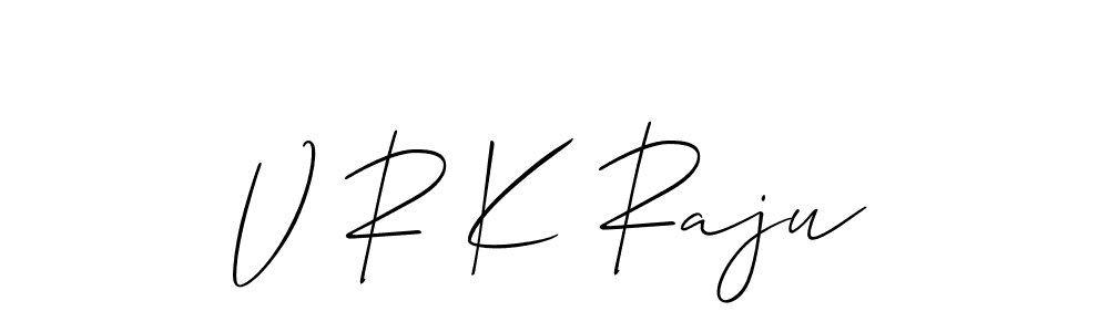 You should practise on your own different ways (Allison_Script) to write your name (V R K Raju) in signature. don't let someone else do it for you. V R K Raju signature style 2 images and pictures png