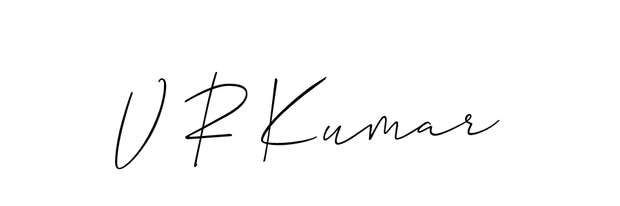 How to make V R Kumar name signature. Use Allison_Script style for creating short signs online. This is the latest handwritten sign. V R Kumar signature style 2 images and pictures png