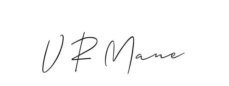 Use a signature maker to create a handwritten signature online. With this signature software, you can design (Allison_Script) your own signature for name V R Mane. V R Mane signature style 2 images and pictures png