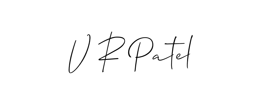 How to make V R Patel name signature. Use Allison_Script style for creating short signs online. This is the latest handwritten sign. V R Patel signature style 2 images and pictures png