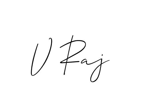 Use a signature maker to create a handwritten signature online. With this signature software, you can design (Allison_Script) your own signature for name V Raj. V Raj signature style 2 images and pictures png