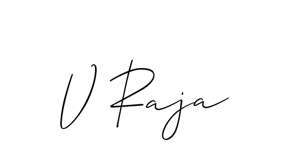 Design your own signature with our free online signature maker. With this signature software, you can create a handwritten (Allison_Script) signature for name V Raja. V Raja signature style 2 images and pictures png