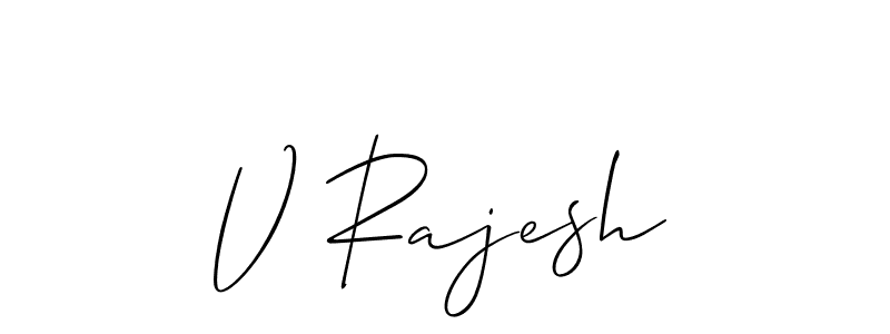 Also we have V Rajesh name is the best signature style. Create professional handwritten signature collection using Allison_Script autograph style. V Rajesh signature style 2 images and pictures png