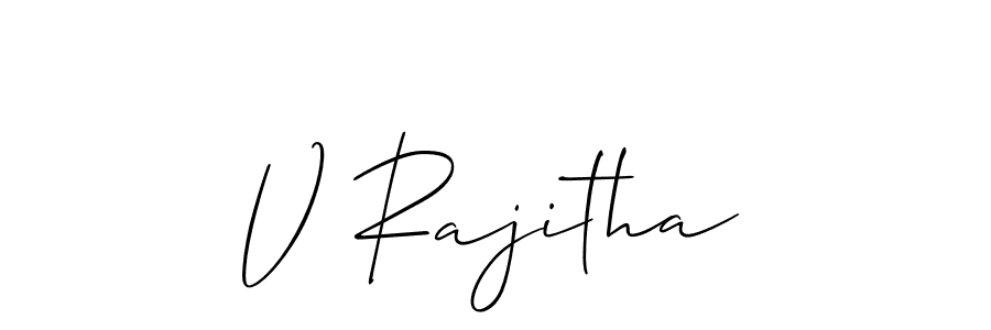It looks lik you need a new signature style for name V Rajitha. Design unique handwritten (Allison_Script) signature with our free signature maker in just a few clicks. V Rajitha signature style 2 images and pictures png
