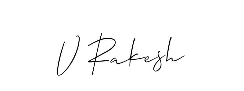 Also You can easily find your signature by using the search form. We will create V Rakesh name handwritten signature images for you free of cost using Allison_Script sign style. V Rakesh signature style 2 images and pictures png