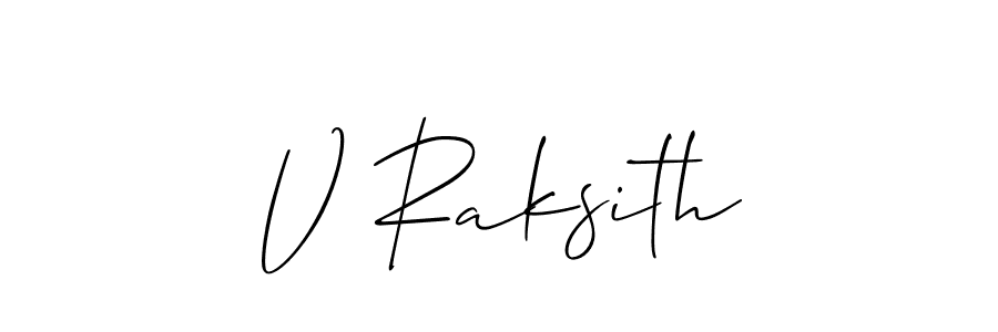Use a signature maker to create a handwritten signature online. With this signature software, you can design (Allison_Script) your own signature for name V Raksith. V Raksith signature style 2 images and pictures png