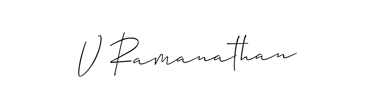 Create a beautiful signature design for name V Ramanathan. With this signature (Allison_Script) fonts, you can make a handwritten signature for free. V Ramanathan signature style 2 images and pictures png